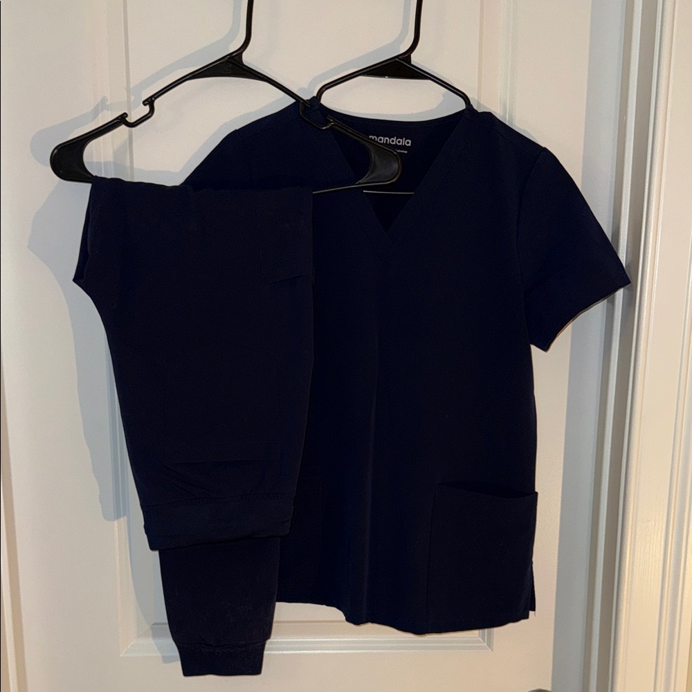 Mandala Navy Blue Scrub Set